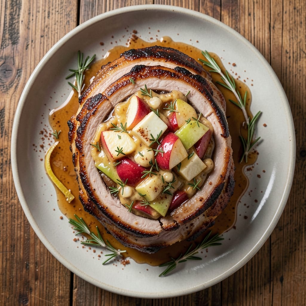 Apple Stuffed Boneless Pork Loin Roast Recipe: Apple-Caramelized Crust and Juicy Pink Center