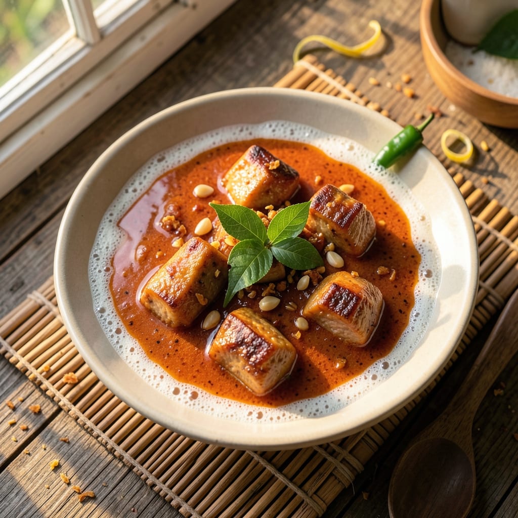 Authentic Thai Red Curry Pork Recipe with Coconut Milk: Kaffir Lime Zest and Chili Heat Balance