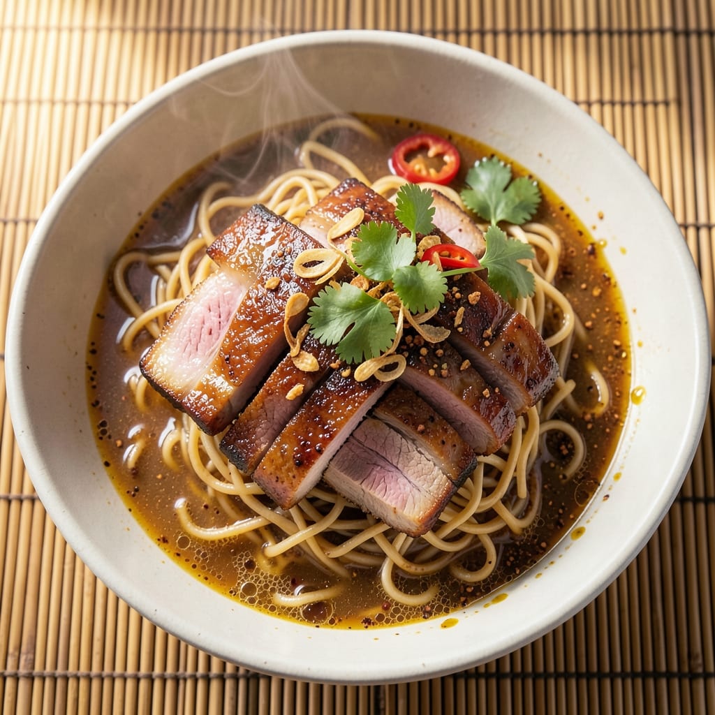 Asian BBQ Pork Noodle Soup Recipe: Five-Spice Glow With Silky Shreds