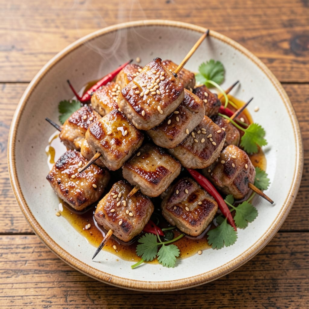 Asian Pork Skewers Recipe: Charred Five-Spice Bites With Sticky Glaze