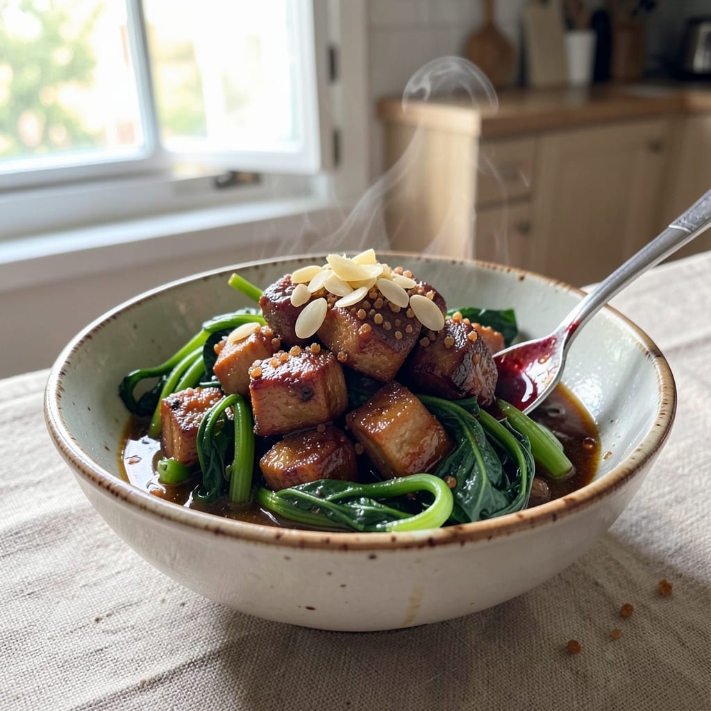 Adobong Kangkong Recipe with Pork: Soy-Braised Pork and Spinach in Tangy Vinegar Magic