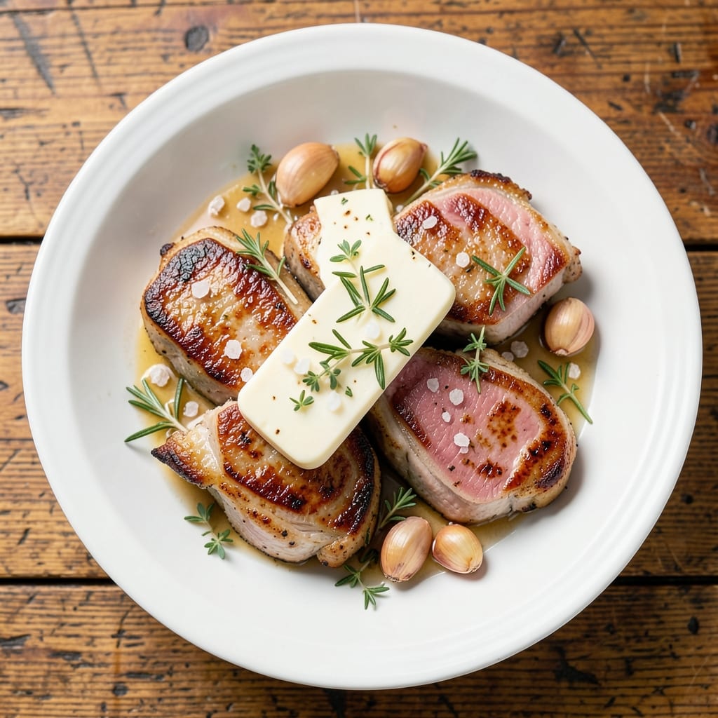 Assorted Pork Chops Recipe: Pan-Seared with Crispy Crusts and Herbed Butter